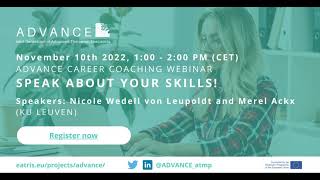 ADVANCE career coaching webinar – Speak about your skills! screenshot 1