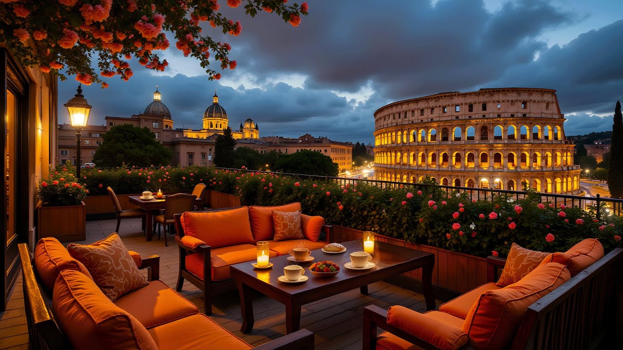 Quiet Jazz Night at a Rome Café ☕ Relaxing Jazz Instrumental Music for Study, Focus & Peace
