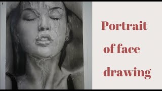 portrait of face drawing /drawing water effect/ رسم الماء علي وجه