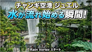 【チャンギ空港ジュエル】水が流れ始める瞬間が美しすぎる…！Rain Vortexスタート