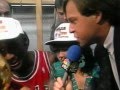 NBA Finals Chicago Bulls Champions for the First time Michael Jordan MVP Celebrates with Champagne