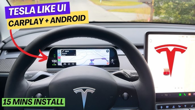 Pioowirk Head Up Display for Tesla Model 3 and Model Y with Wireless  Carplay & Android Auto, for Tesla Navigation Instrument HUD Touchscreen