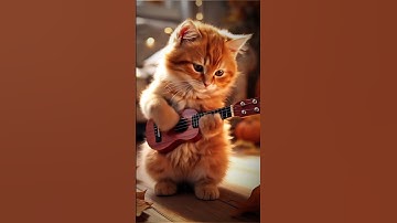 Thumbnail of Kitten and music 🐱🎸✨ #shorts #CuteShorts #CozyCat #CatMusic  #AdorableKitten #PetShorts #CatLovers