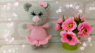 МК медвежонок в платье вязаный крючком/crochet teddy bear/Teddybär häkeln