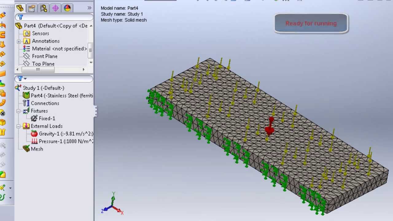 Зафиксированный шарнир solidworks simulation