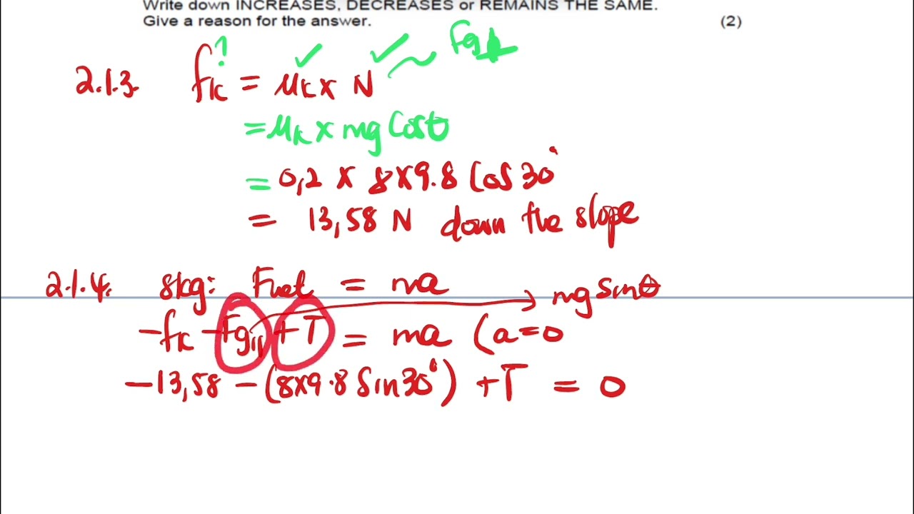 Grade 11&12 Newton’Law application | Inclined surface system moving at constant velocity