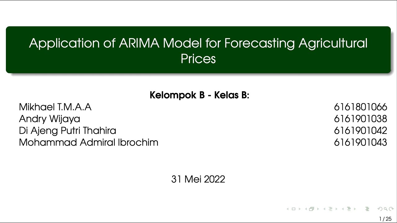 Application of ARIMA Model for Forecasting Agricultural Prices - YouTube