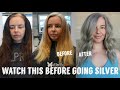 Hair Transformations with Lauryn: The Process from Dark Box Dye to Grey Blending Silver Hair Ep. 146