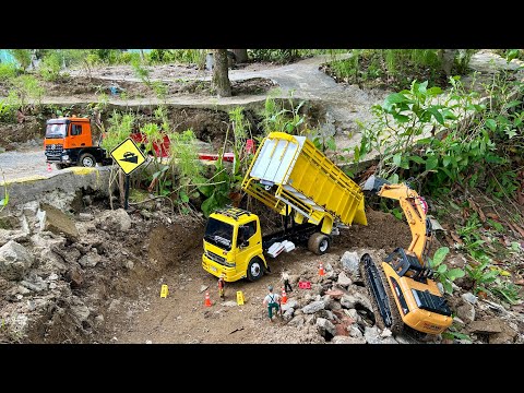 Aksi #222 Dump Truk RC Hino 500 Muatan Tanah, RC Beko Excavator WL Model 16800 Keruk Tanah Timbun