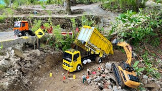 Aksi #222 Dump Truk RC Hino 500 Muatan Tanah, RC Beko Excavator WL Model 16800 Keruk Tanah Timbun