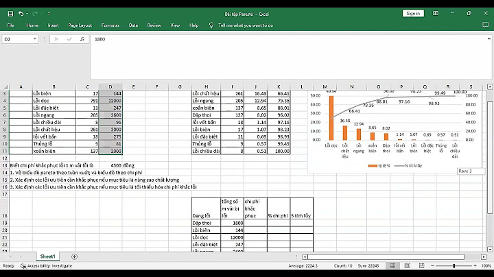 Cách làm bài tập vẽ biểu đồ pareto tren excel