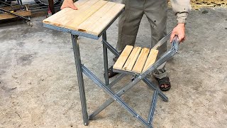 Craftsman's Ideas/2-in-1 Folding Table And Chair Project You Should See/Metal Smart Folding Tool !