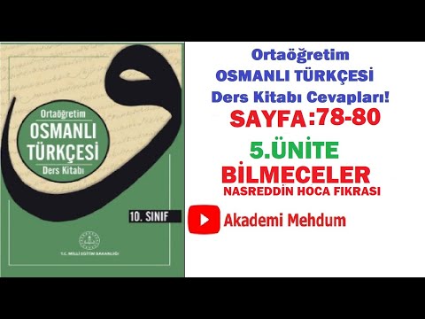 10.Sınıf Osmanlıca sayfa 78 79 80 5.Ünite Bilmeceler ve Nasreddin Hoca Latife Fıkrası