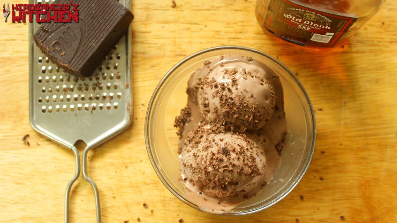 Old Monk Chocolate Ice Cream (No Churn No Machine) | Headbanger's Kitchen
