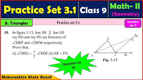 Practice set 3.1 Question 10 Maths 2 Class 9 | Chapter 3 Triangles | Std 9th | Maths-2 | Geometry