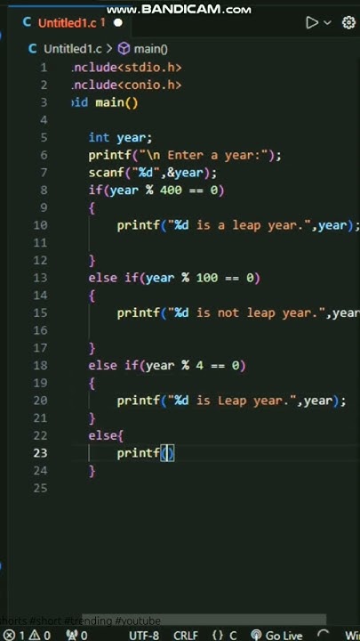 C program to check Leap year| C language check leap year C programming ...