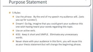 Speech Formula  Step 3:  Purpose Statement