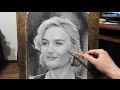 Kate Winslet портрет карандашом , рисунок в ускоренном | Drawing Timelapse Full HD