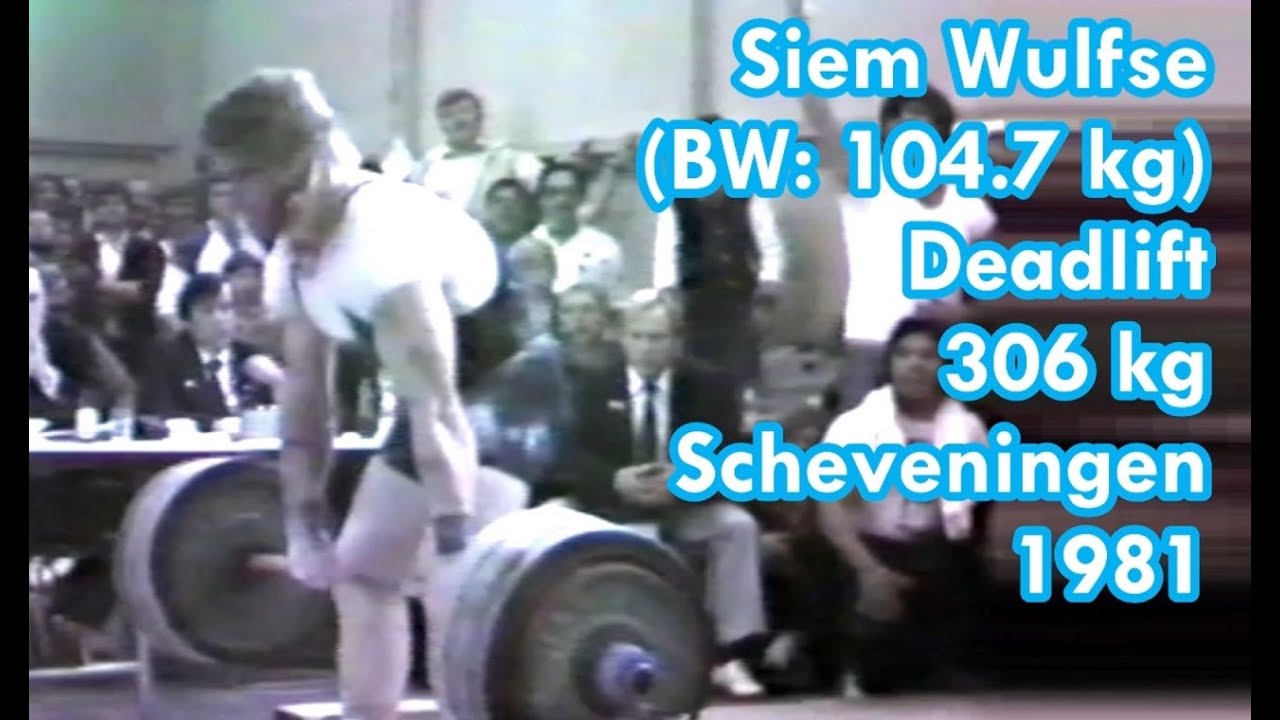 Siem Wulfse (BW: 104.7 kg klasse tot 110.0 kg) deadlift 306 kg Scheveningen 1981.
