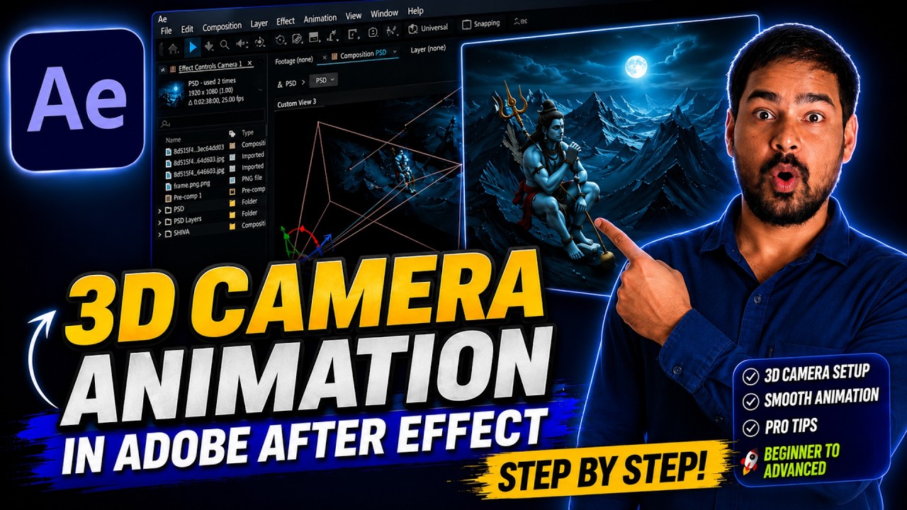 Learn 3D Camera Animation in After Effects Hindi Tutorial #aftereffects ...
