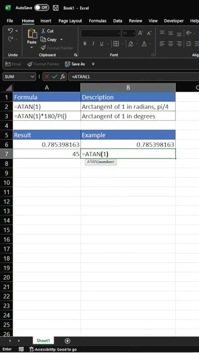 #shorts ATAN function #microsoft #excel #tutorial
