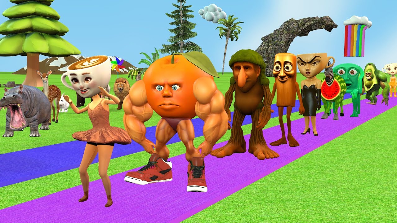 Paint Animals Duck Gorilla Lion Elephant - fountain Transforms Animals crossing Cow Animal Tiger