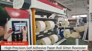 High Precision Turret Self Adhesive Paper Roll Slitter Rewinder Machine With Automatic Unloading