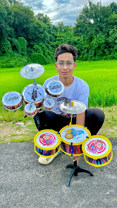 Hip Hop Drums Set Senior Musical Band Instruments with 3 Drums, 1 Dish, 1 Stool & Sticks🔥