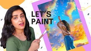 How To Paint A Girl | Easy Acrylic Painting | Step By Step Tutorial For Beginners | IN HINDI