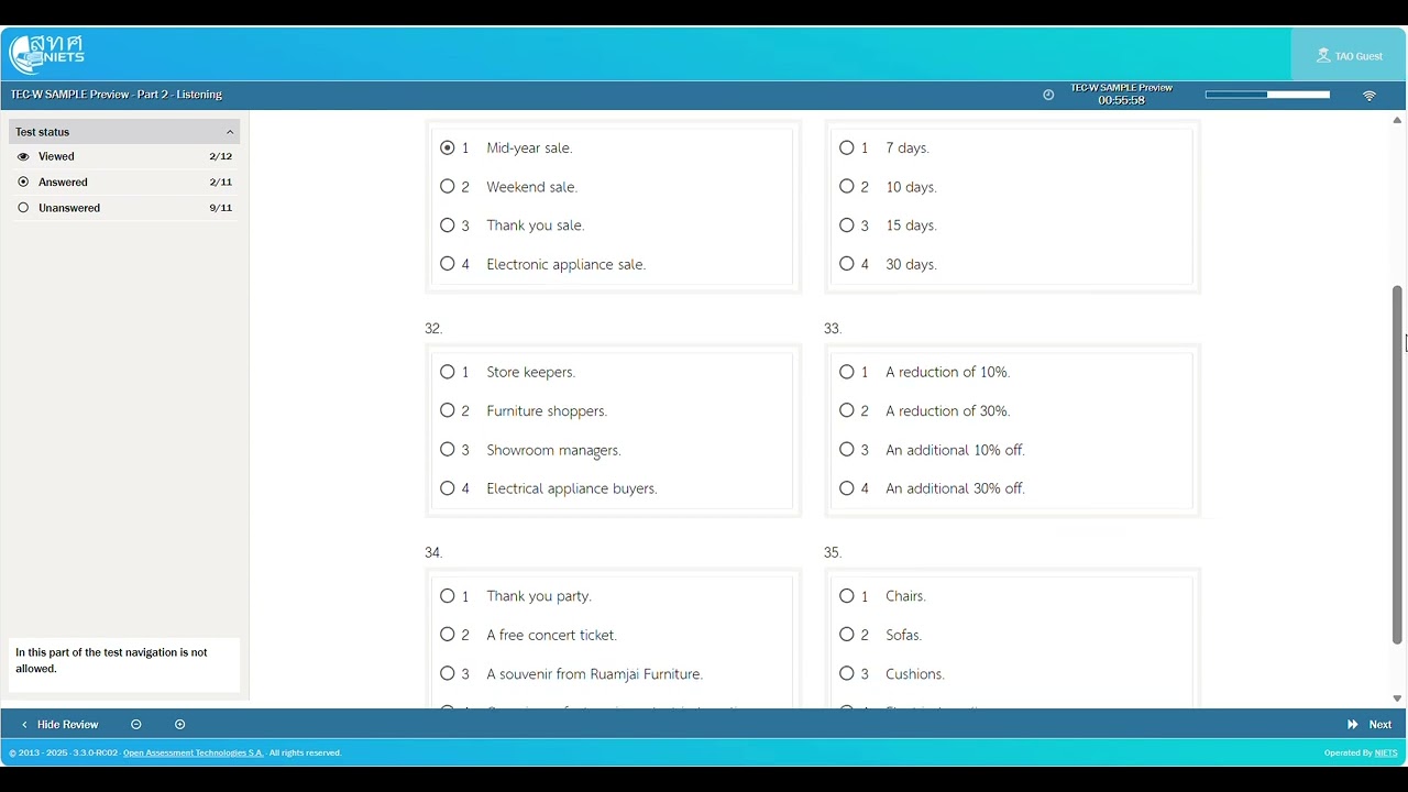TEC-W Listening Practice Test