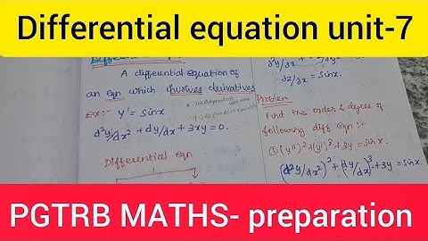 |PGTRB Maths-unit-7 Differential Equation part-1preparation video🔥