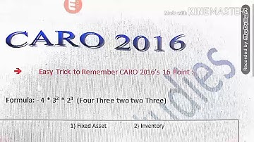 CARO 2016 EASY Tricks to remember