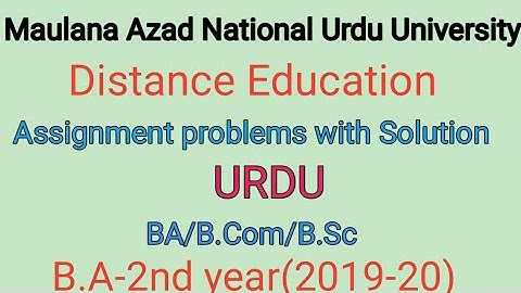 Assignment of MANUU with solved B.A 2nd year 2019-20