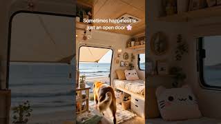 Would you spend a day in this cozy camper by the beach? 🌊 Cozy ambience, coloring book escape,