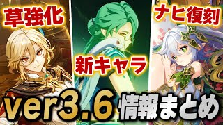 【原神】ver3.6がヤバい！ナヒーダ復刻、草強化、新マップ、新聖遺物が熱すぎる！！アプデ情報まとめ【げんしん】