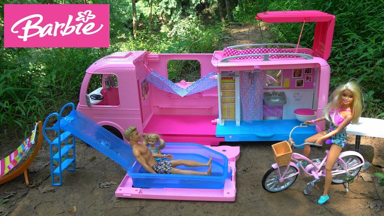 Barbie  Surprise Camping  Trip with Barbie  Dream Camper  
