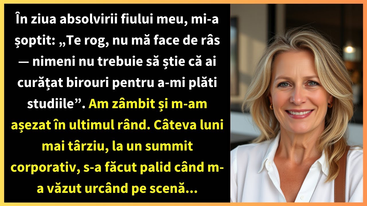 În ziua absolvirii fiului meu, mi-a șoptit: „Te rog, nu mă face de râs — nimeni nu trebuie să știe