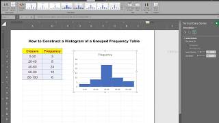 how to construct a histogram of a grouped frequency table using excel