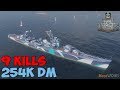 World of WarShips | Kitakaze | 9 KILLS | 254K Damage -  Replay Gameplay 4K 60 fps