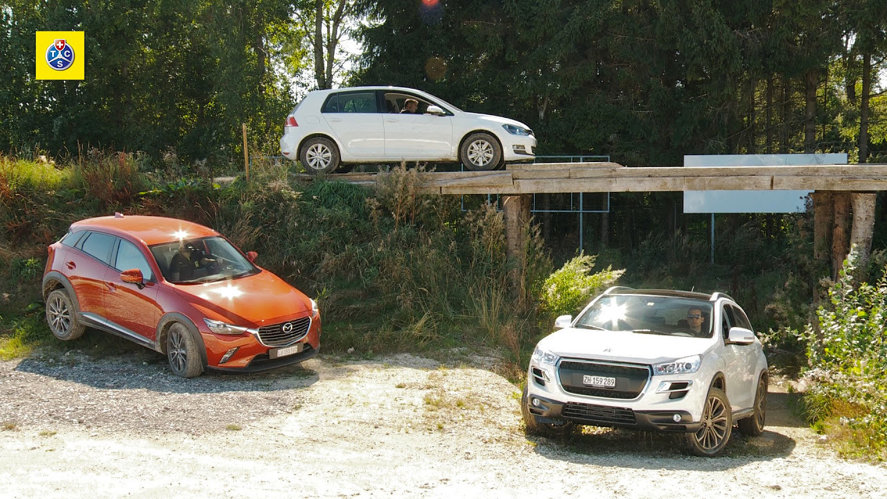 Test voitures intgrales Mazda CX 3 Peugeot 4008 et VW Golf 4Motion