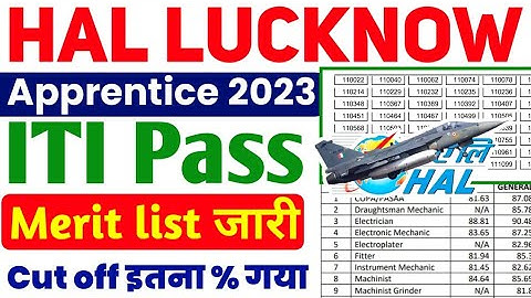 HAL Lucknow Apprentice 2023 merit list जारी,HAL Lucknow Apprentice Cut off 2023,ITI apprentice 2023