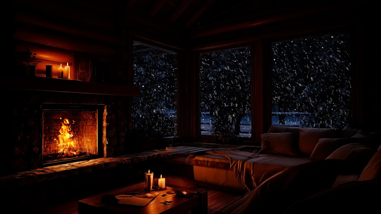 Winter Piano Melodies with Warm Cozy Fireplace Ambience for Instant ...