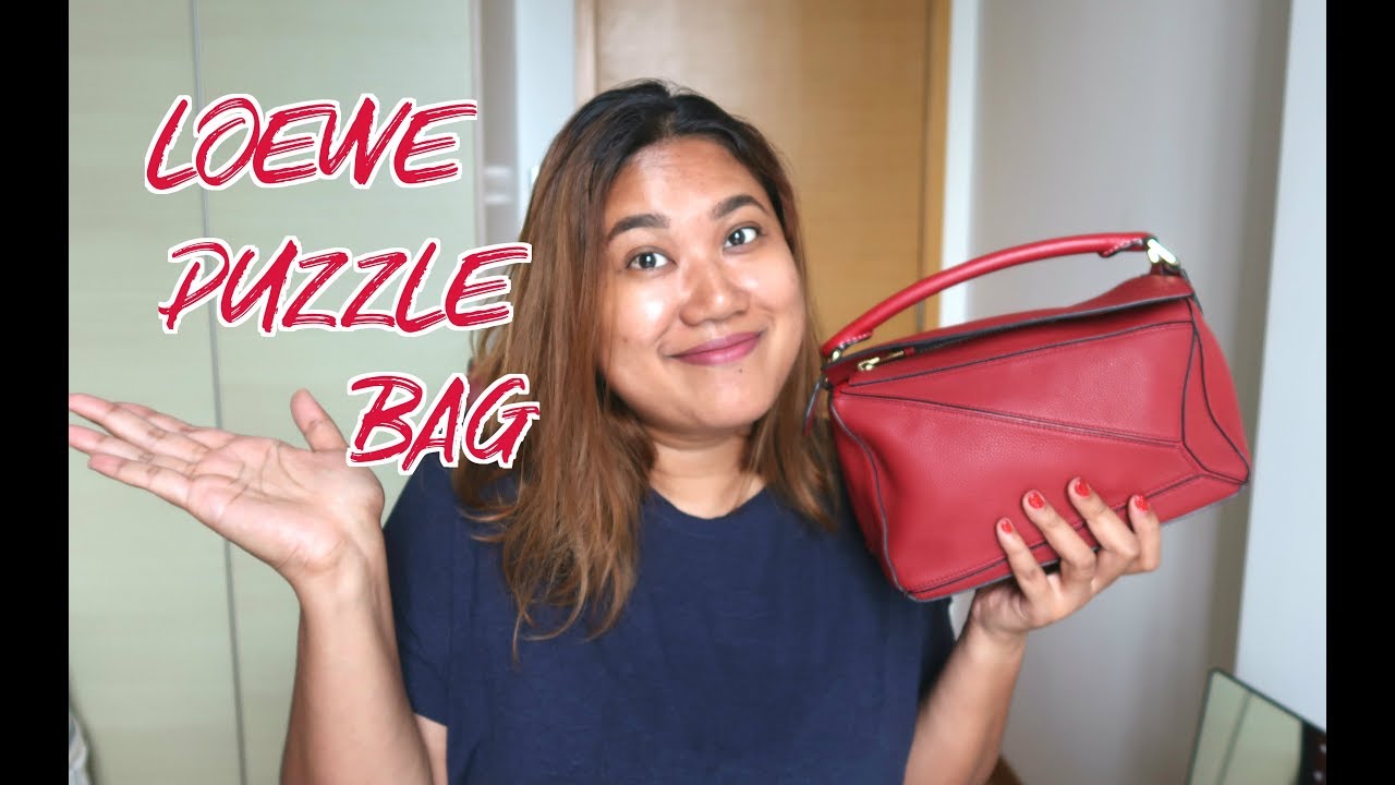 loewe red puzzle bag