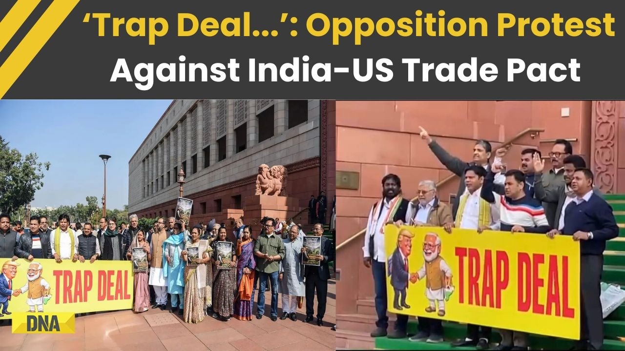 India US Deal: Opposition Protest Against India-US Trade Pact Outside Parliament | Congress