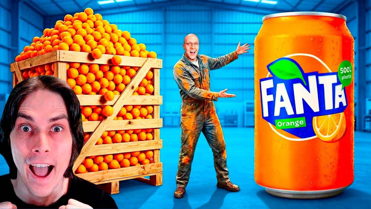 Я СДЕЛАЛ ГИГАНТСКУЮ FANTA ИЗ 1 ТОННЫ АПЕЛЬСИНОВ !!! - Реакция vanzai (ванзай)