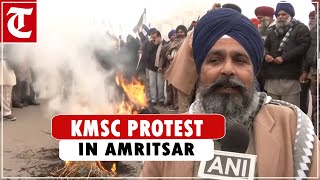 Kisan Mazdoor Sangharsh Committee members hold protest against Centre in Punjab's Amritsar