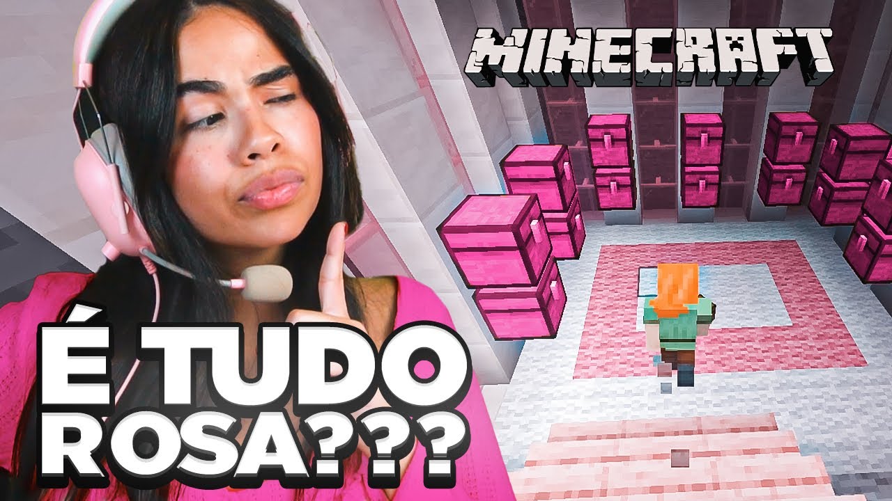 CRIEI UMA SALA DE BAÚS ROSA NO MINECRAFT 
