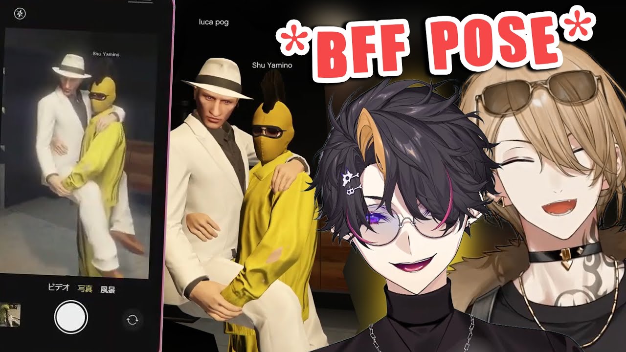 Shu and Luca playing with emotes in #にじGTA and they somehow got stuck together 【NIJISANJI EN CLIP】