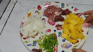 ឆាម្នាស់ថ្លេីមជ្រូក - Fried pig liver with pineapple # Seyma cooking