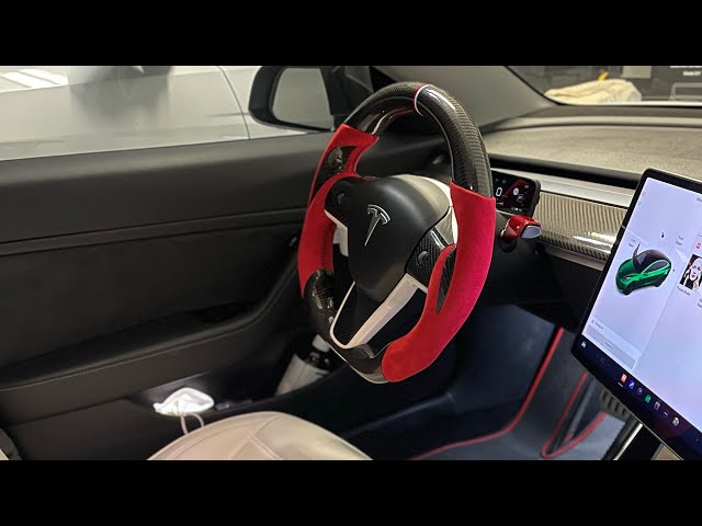 Tesla Model Y / 3 NEW CUSTOM Steering Wheel - Real Carbon Fiber